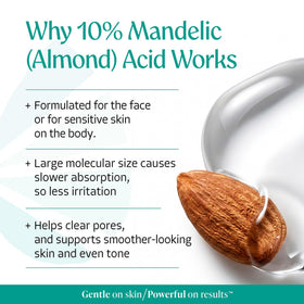 Almond Clear applied to facial skin showing targeted exfoliation benefit
