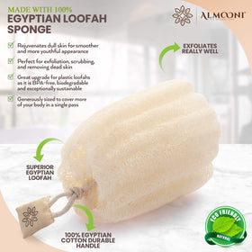 ALMOONI close-up of Egyptian luffa fiber texture highlighting gentle exfoliation