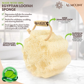 ALMOONI close-up of Egyptian loofah fibers showing gentle texture