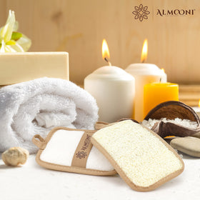 ALMOONI biodegradable drawstring pouch with pads for easy travel and gifting