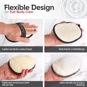 ALMOONI elastic hand strap demonstrated for secure, non-slip grip