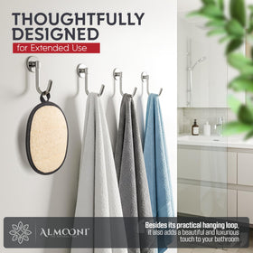 ALMOONI loofah in shower being used on shoulder, practical grooming benefit