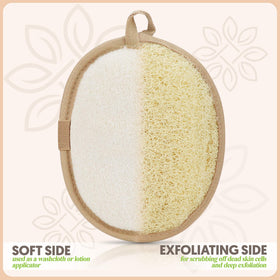 ALMOONI pad on hand in shower providing secure grip and controlled scrubbing