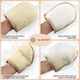 ALMOONI reverse terry cloth side of glove showing soft cleansing comfort