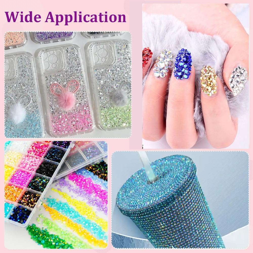 ALOCIAM rhinestones decorating a tumbler in progress, adds personalized flair