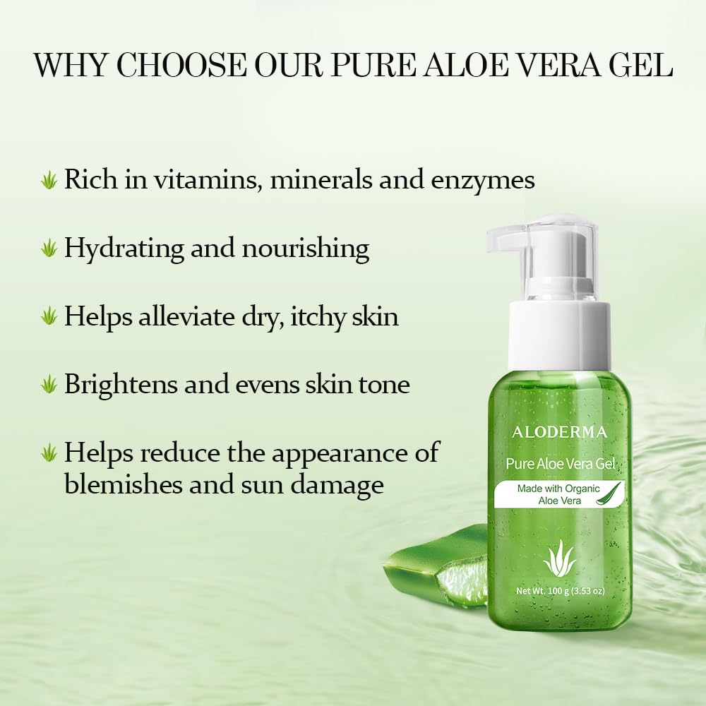 Aloderma clear gel texture close-up showing smooth, lightweight hydration