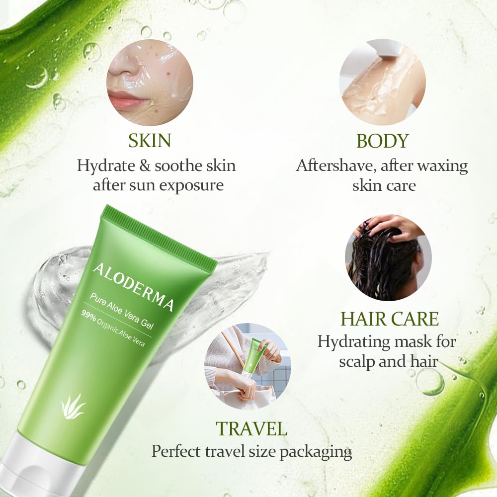 Aloderma gel texture close-up demonstrating smooth, fast-absorbing consistency