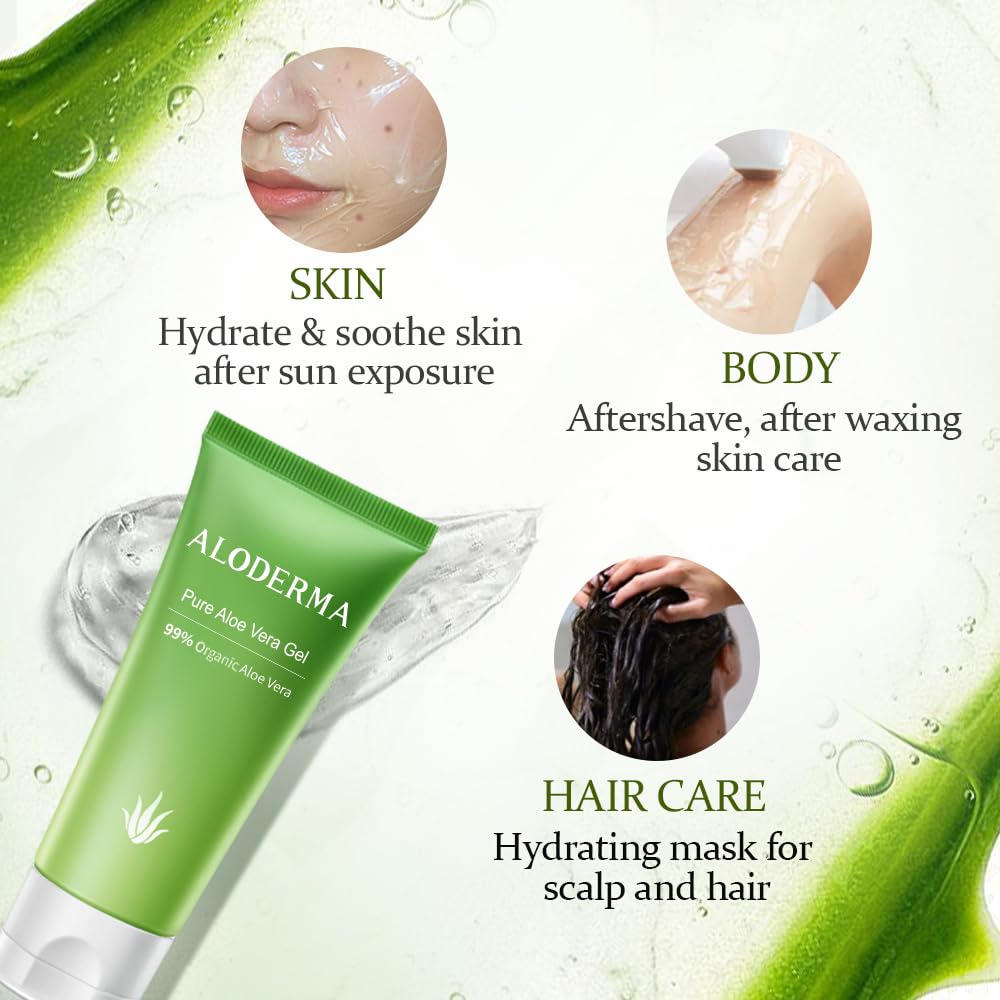 Aloderma label detail highlighting USDA and ECOCERT organic certification benefits