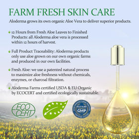 Aloderma on face after shaving showing soothing, calming effect benefit