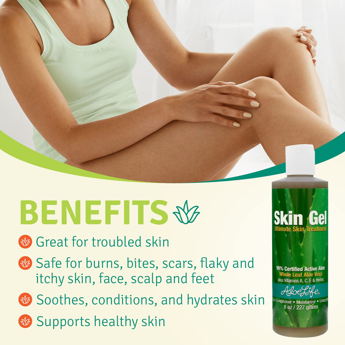 Aloe Life applied on hand demonstrating quick absorption and moisture