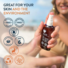 Aloe Up being applied to shoulder to show smooth absorption and quick finish