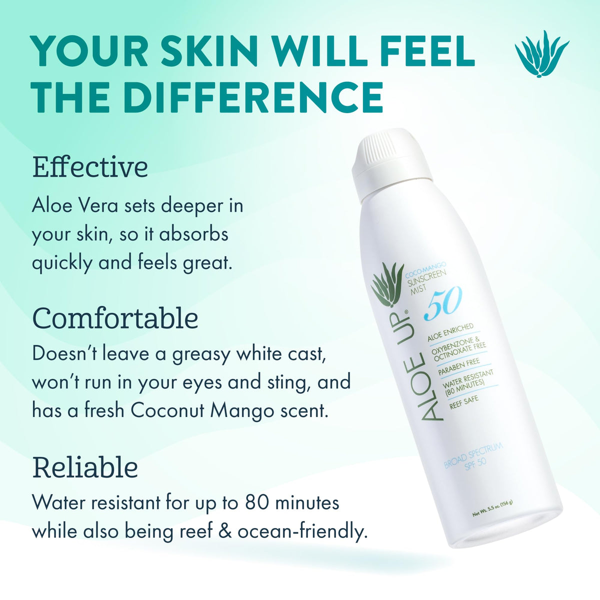 ALOE UP spray nozzle close-up delivering even continuous mist application