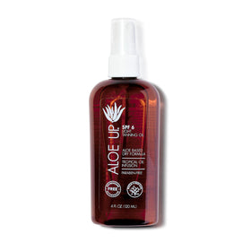 Aloe Up front packaging shows 4 oz bottle and tropical scent, hydrating benefit