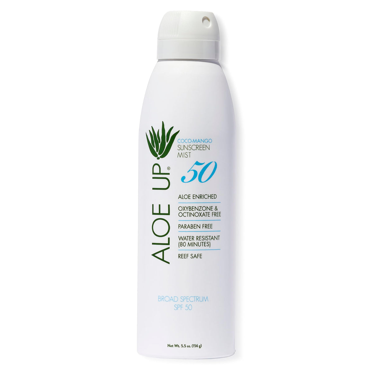 ALOE UP front packaging showing Coco Mango scent and SPF 50 protection