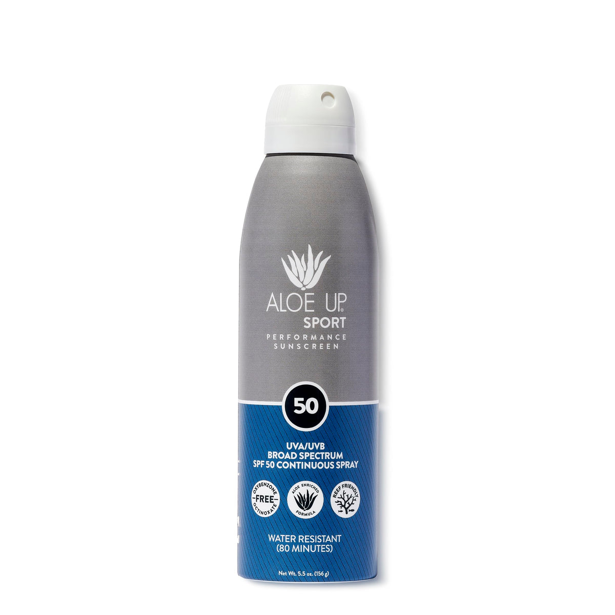 Aloe Up front packaging showing SPF 30 and sport spray benefits