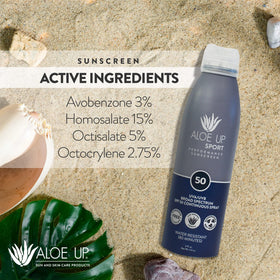 Aloe Up being applied on a runner at the beach for quick protection