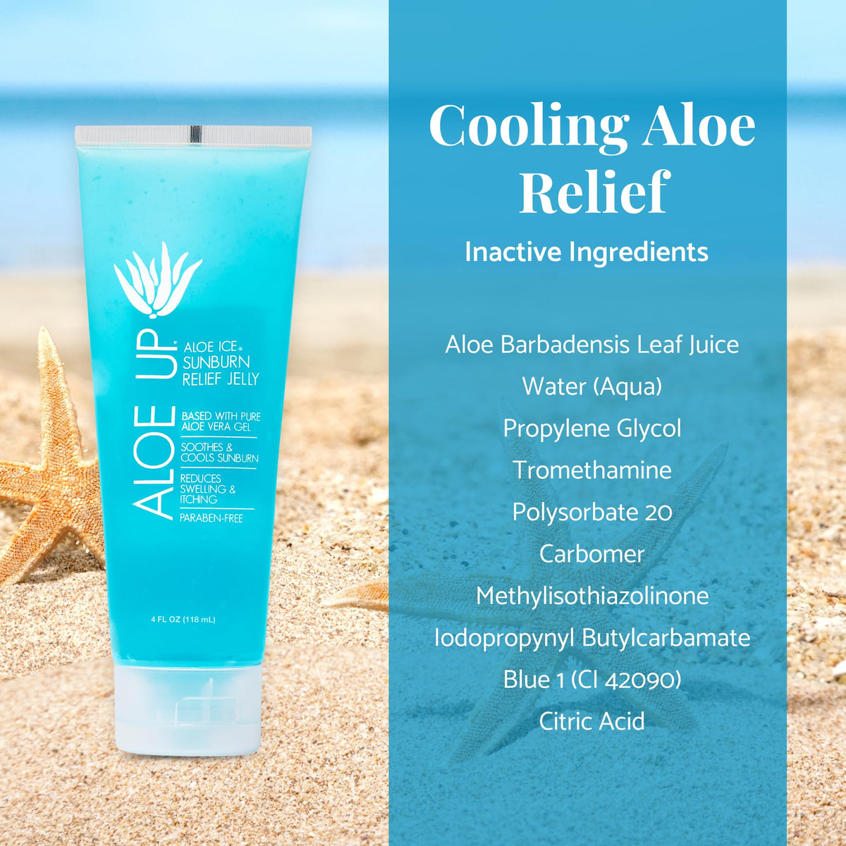 ALOE UP gel texture close-up highlighting lightweight, fast-absorbing jelly for cooling relief