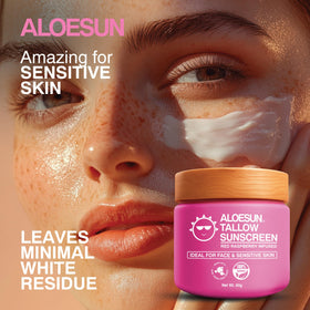 ALOESUN applied on face illustrating non-greasy, lightweight finish