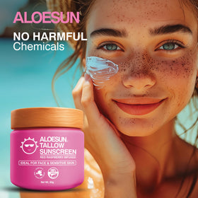 ALOESUN zinc oxide swatch close-up showing mineral coverage benefit