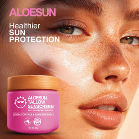 ALOESUN open tube with lotion texture demonstrating smooth application