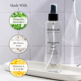 Aloette texture droplet on skin highlighting silky amino acids feel