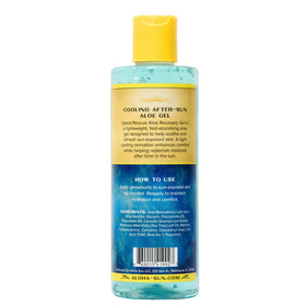Aloha Sun bottle resting on beach towel suggesting daily after-sun routine convenience