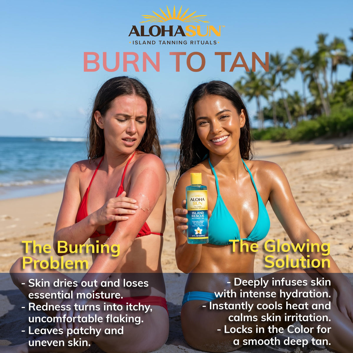 Aloha Sun open cap dispensing gel to illustrate easy, controlled application