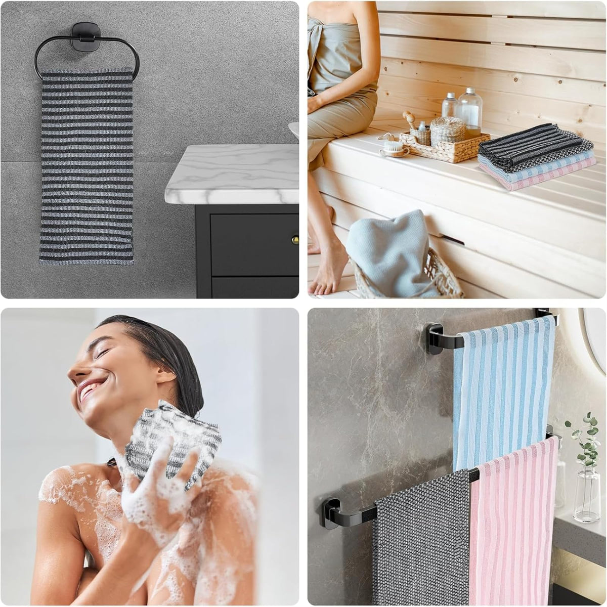 Alorin Towel on bathroom shelf staged as gift-ready for everyday luxury