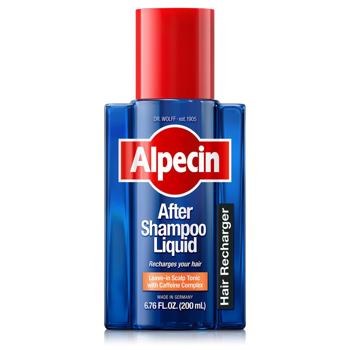 Alpecin front bottle showing product and benefit on shelf
