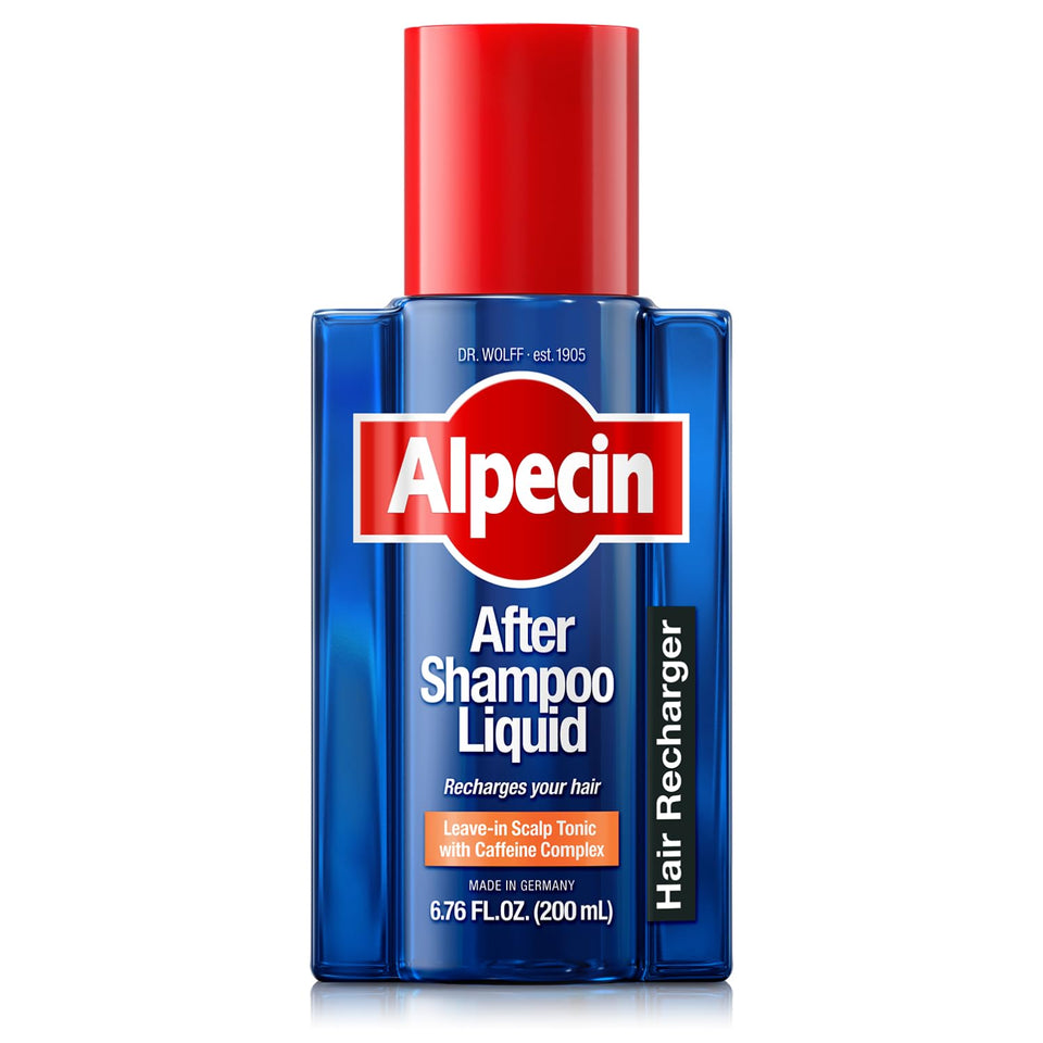 Alpecin front bottle showing product and benefit on shelf