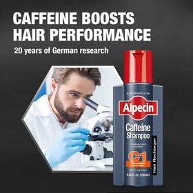 close-up of Alpecin C1 shampoo texture and lather, brand shows cleansing benefit