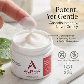 Alpha cream applied on hand demonstrates absorbency and hydrated feel