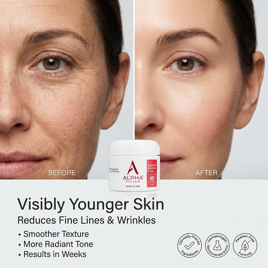 Alpha cream texture close-up highlights silky finish and gentle exfoliation