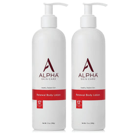 Alpha front packaging 12% glycolic lotion showing label and pack benefits