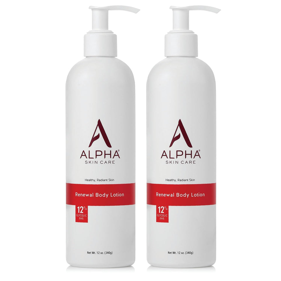 Alpha front packaging 12% glycolic lotion showing label and pack benefits