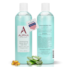 Alpha ingredients display of aloe vera vitamin E and glycolic acid for smoother skin