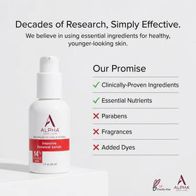 Alpha label and directions close-up highlighting concentration, pH, and usage guidance
