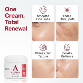 Alpha open jar top view reveals rich cream and easy fingertip use