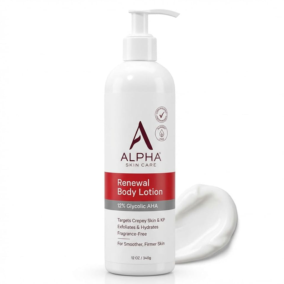 Alpha front bottle displaying product name and size, clear skincare benefits