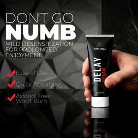 AlphaMale cream being applied to skin with hand, enables targeted desensitization