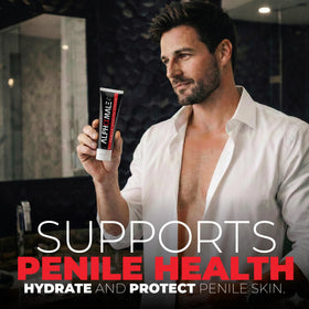 AlphaMale ingredients display including CoQ10 and coconut oil for gentle nourishment