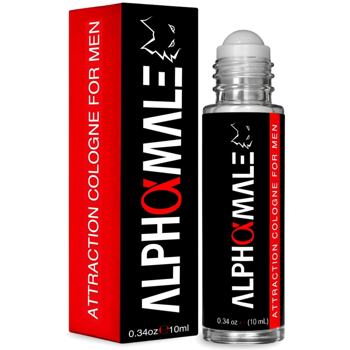 AlphaMale roll-on front view showing compact travel-friendly bottle and design