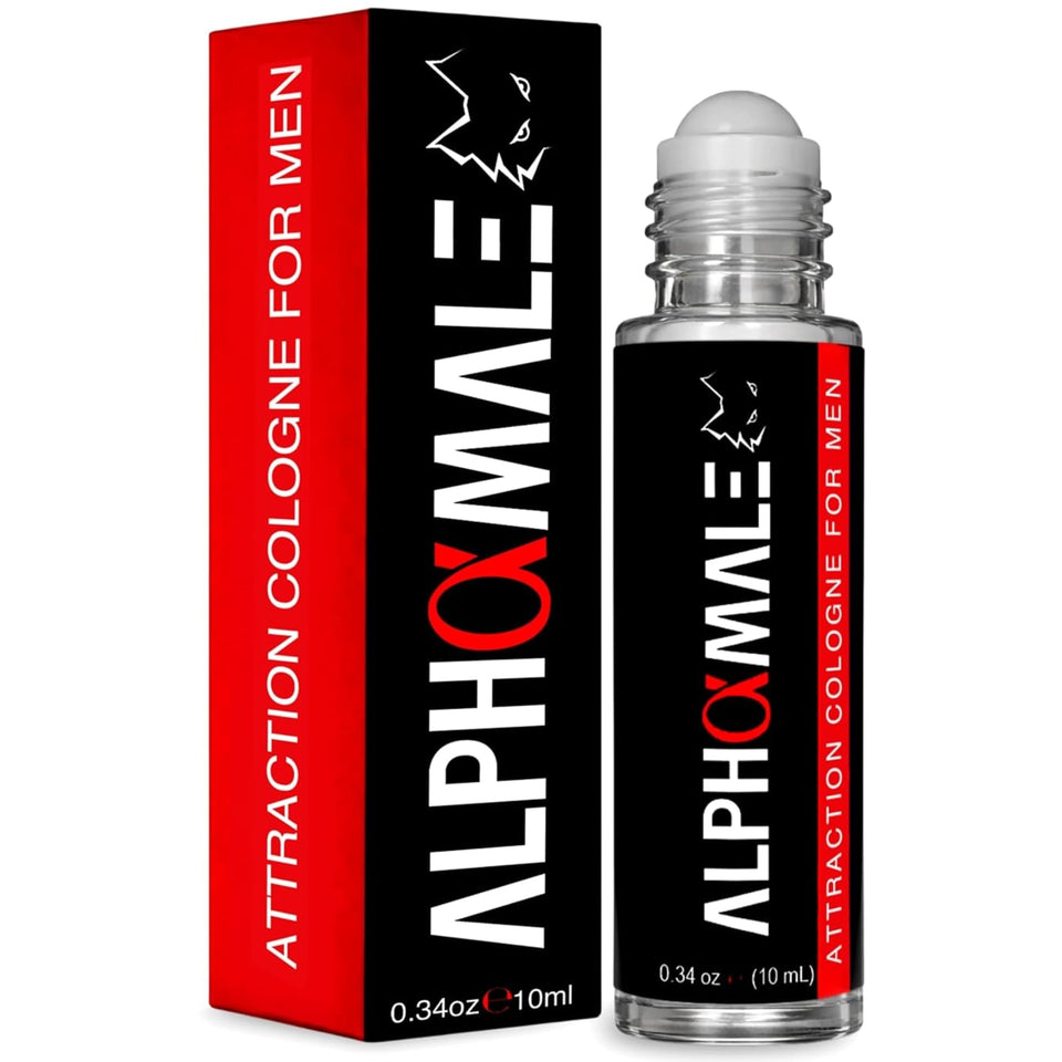 AlphaMale roll-on front view showing compact travel-friendly bottle and design