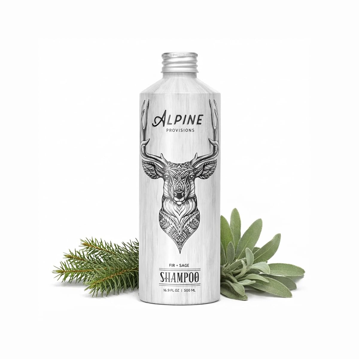 Alpine Provisions front bottle showing fir and sage scent and eco benefits