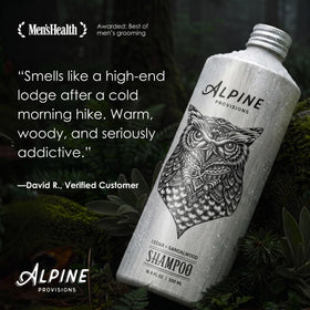 Alpine Provisions pouring texture of shampoo showing creamy hydrating lather benefit