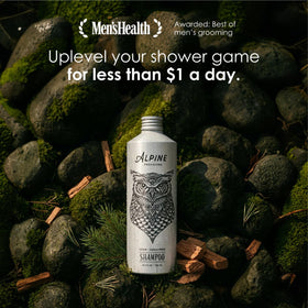 Alpine Provisions bottle next to a ruler showing 16.9 fl oz size and travel convenience benefit