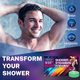 ALPLUG steamer in a working shower releasing steam and aroma to invigorate senses