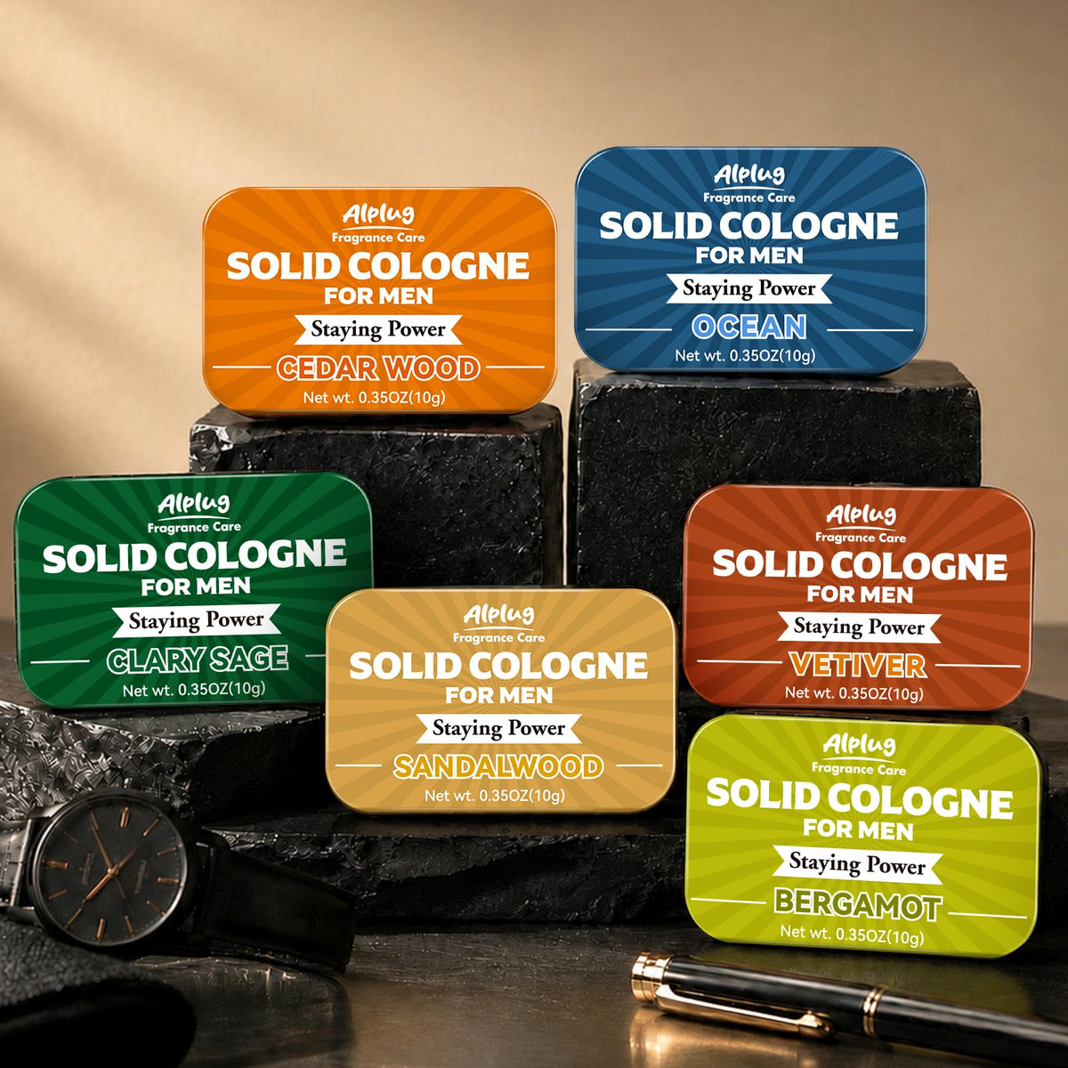 ALPLUG tin inside travel toiletry bag showing convenient on-the-go refreshment