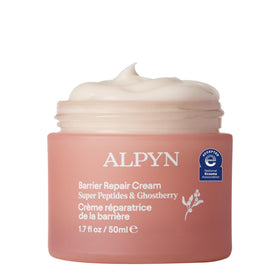 Alpyn Super Peptide & Ghostberry moisturizer jar front showing brand and packaging calming benefits