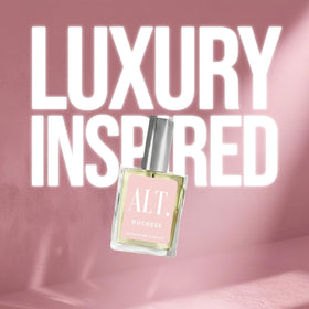ALT. FRAGRANCES Duchess side label detail highlighting fragrance name and notes